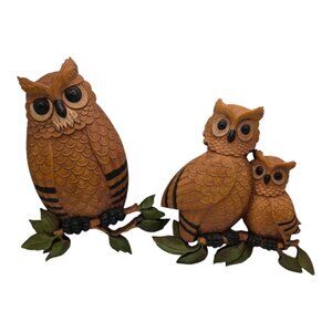 VTG Homco Owl Hanging Plaque Wall Art Hoot Owls 7403 Set of 2 Retro MCM Wildlife